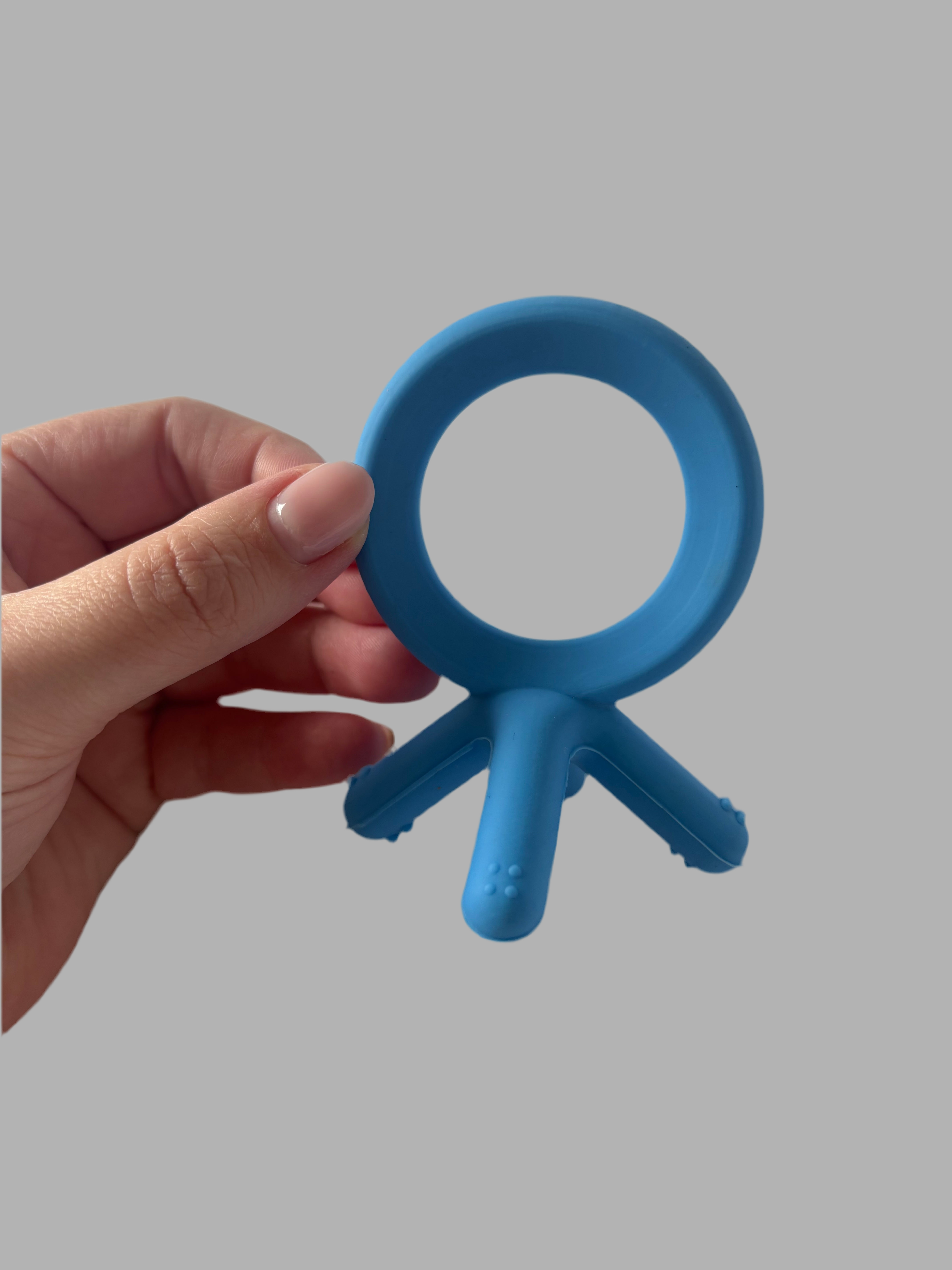 Blue hand grip teether