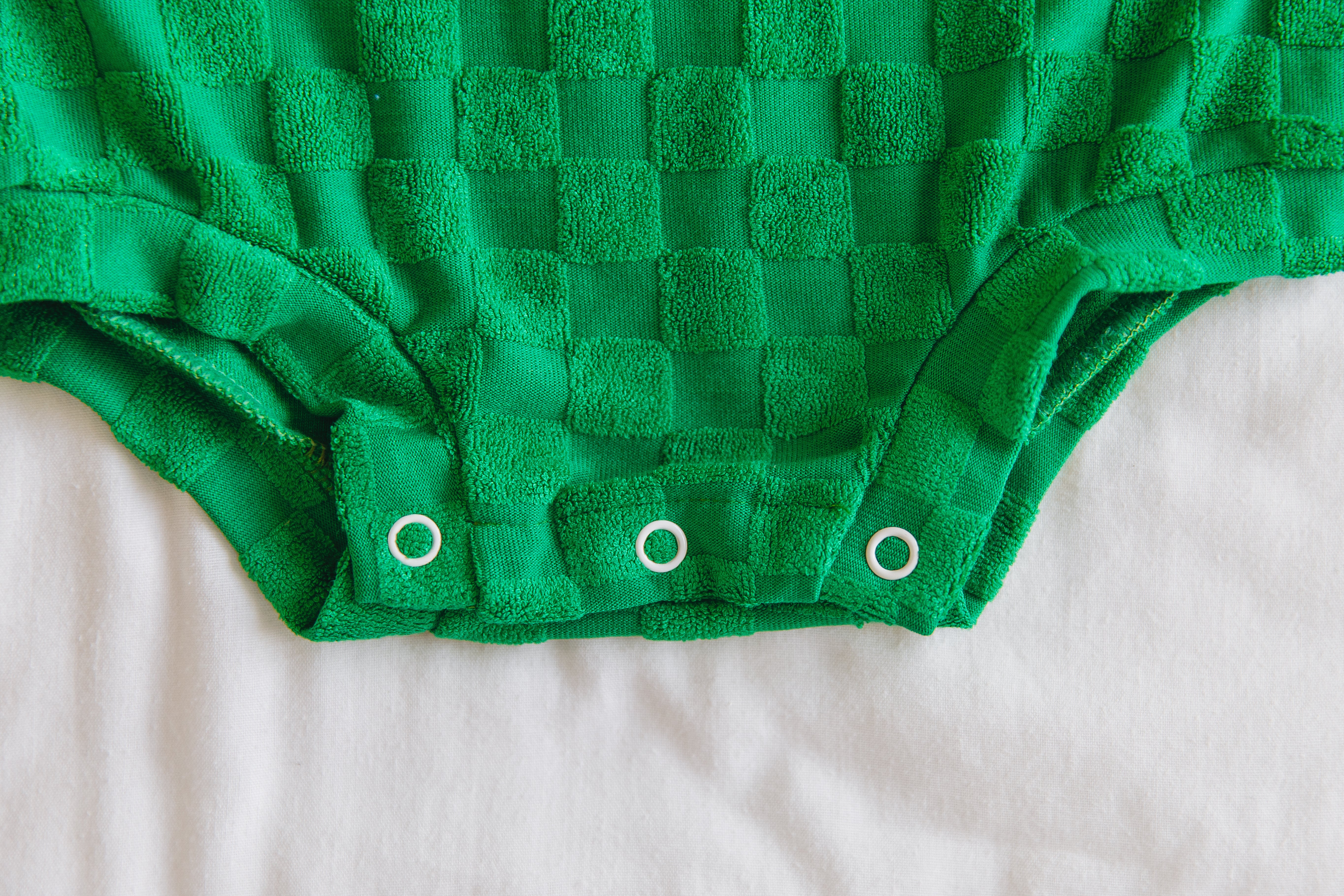 Terry Romper - Pine Chequerboard