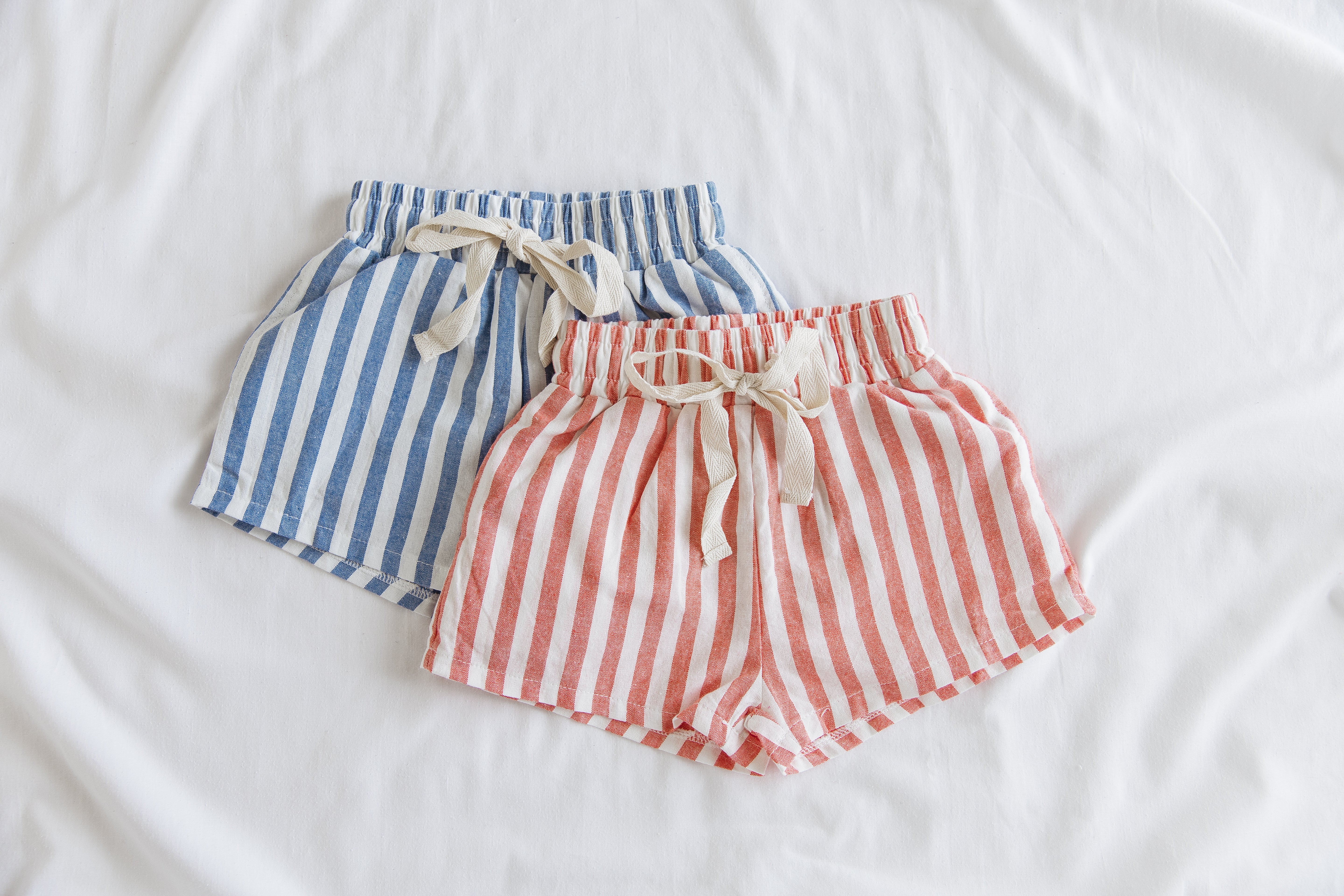 Linen Shorts - Blue Stripe