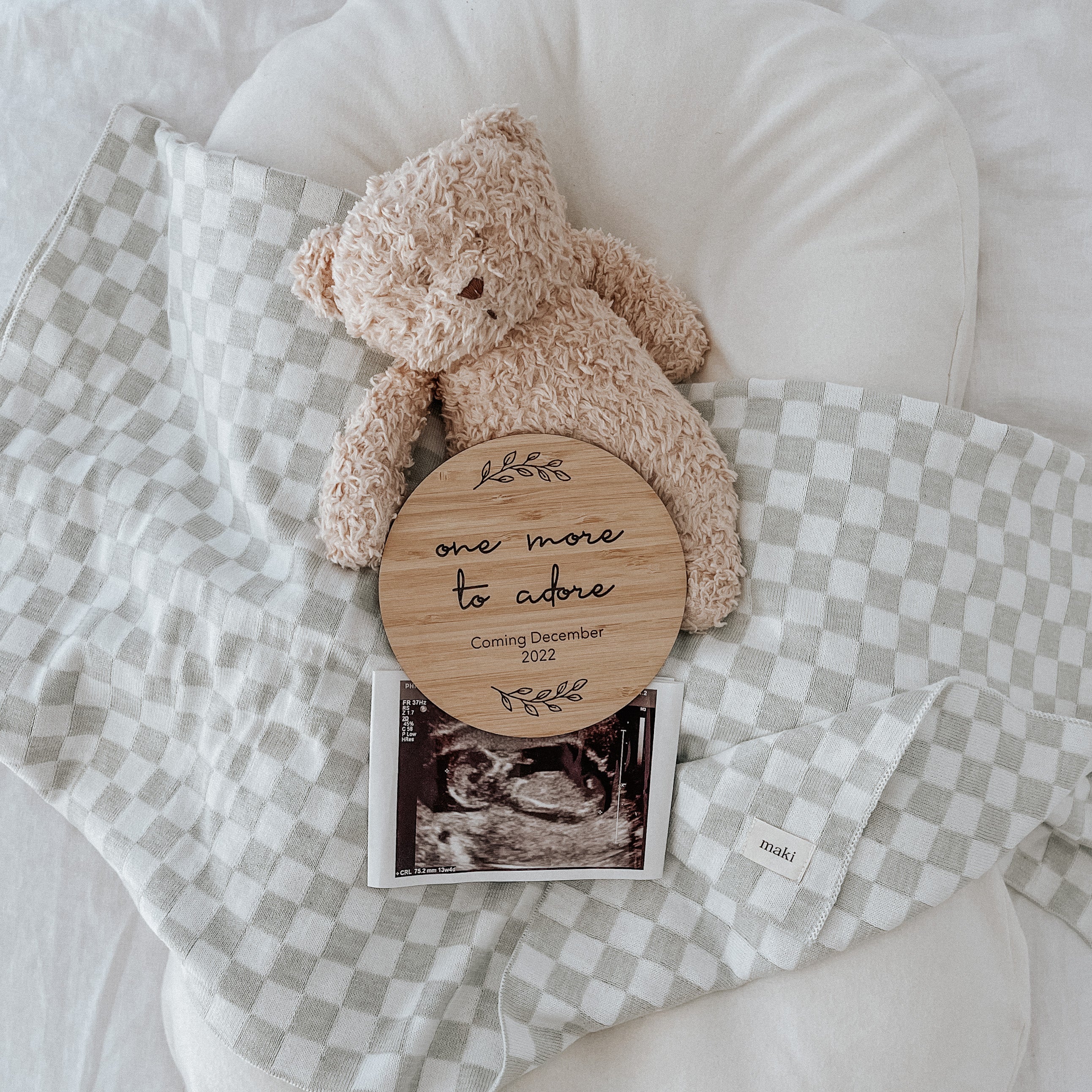 Knit Blanket - Sage/White Checkerboard