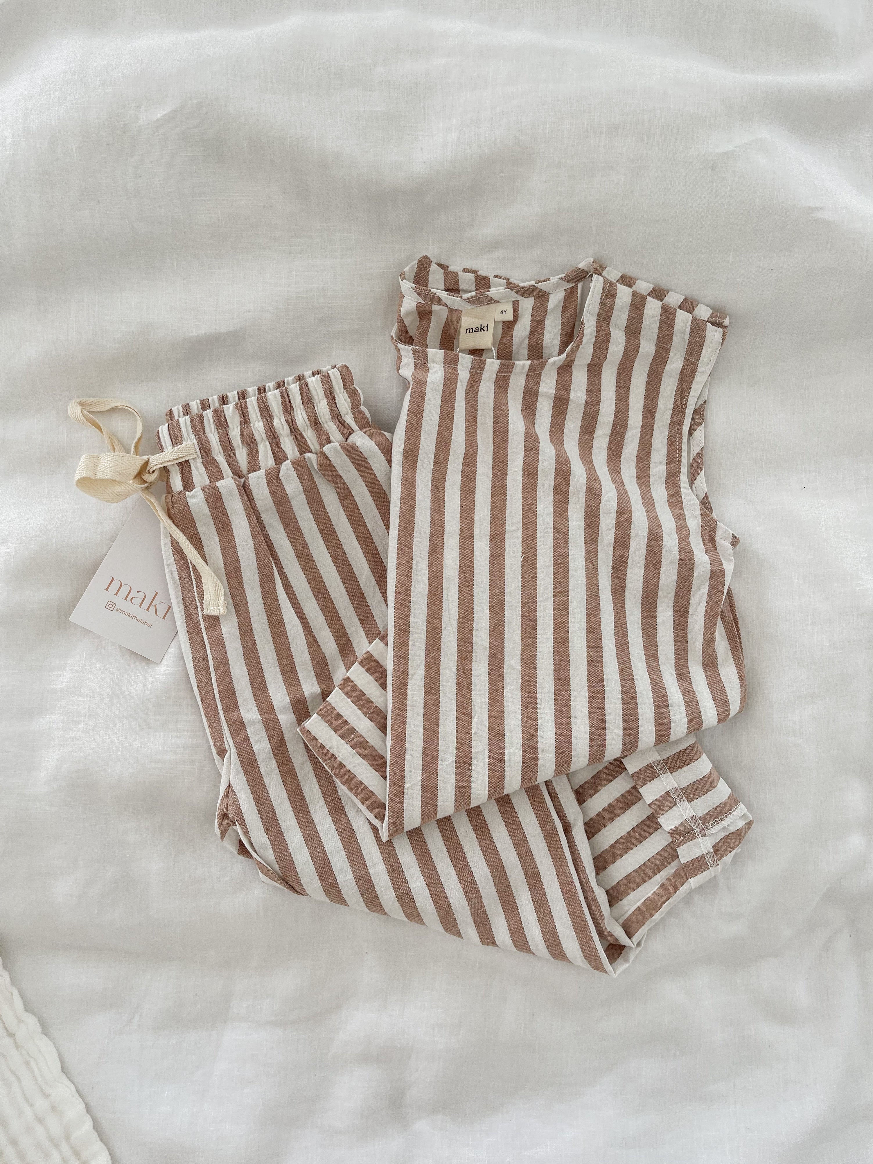 Linen Pant - Cocoa Stripe