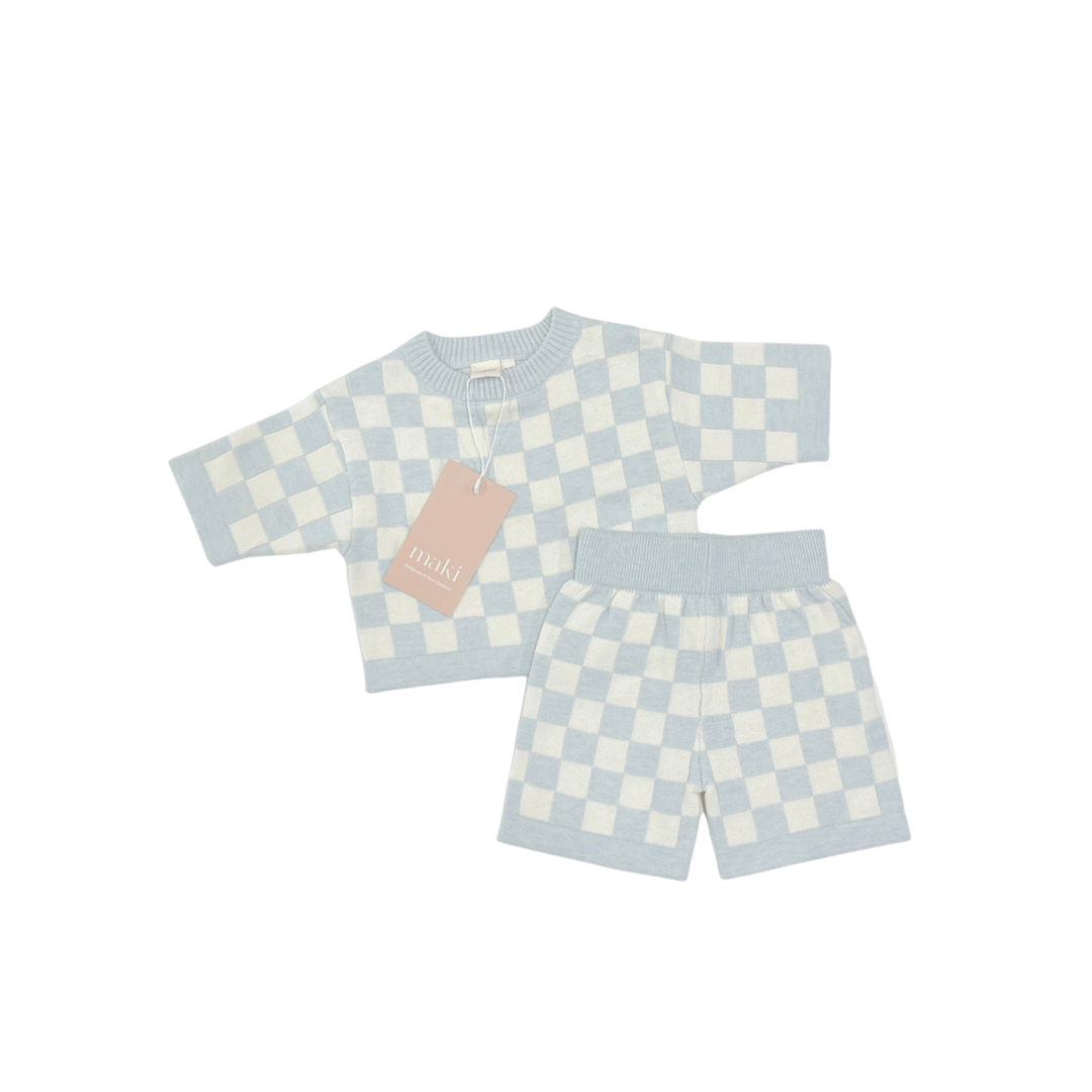 Knit Set - Ocean Checkerboard