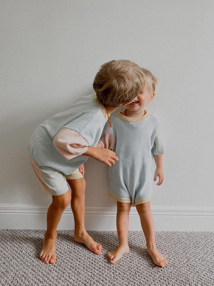 Knit Shorts - Pale Pastel Colourblock