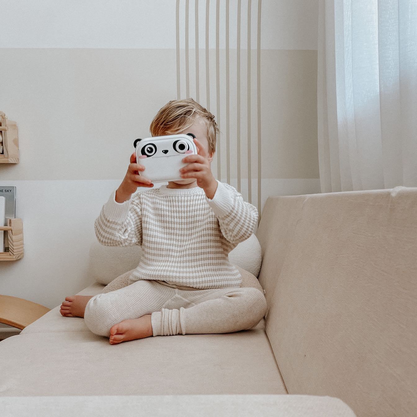 Ribbed Knit Sweater - Beige Stripe