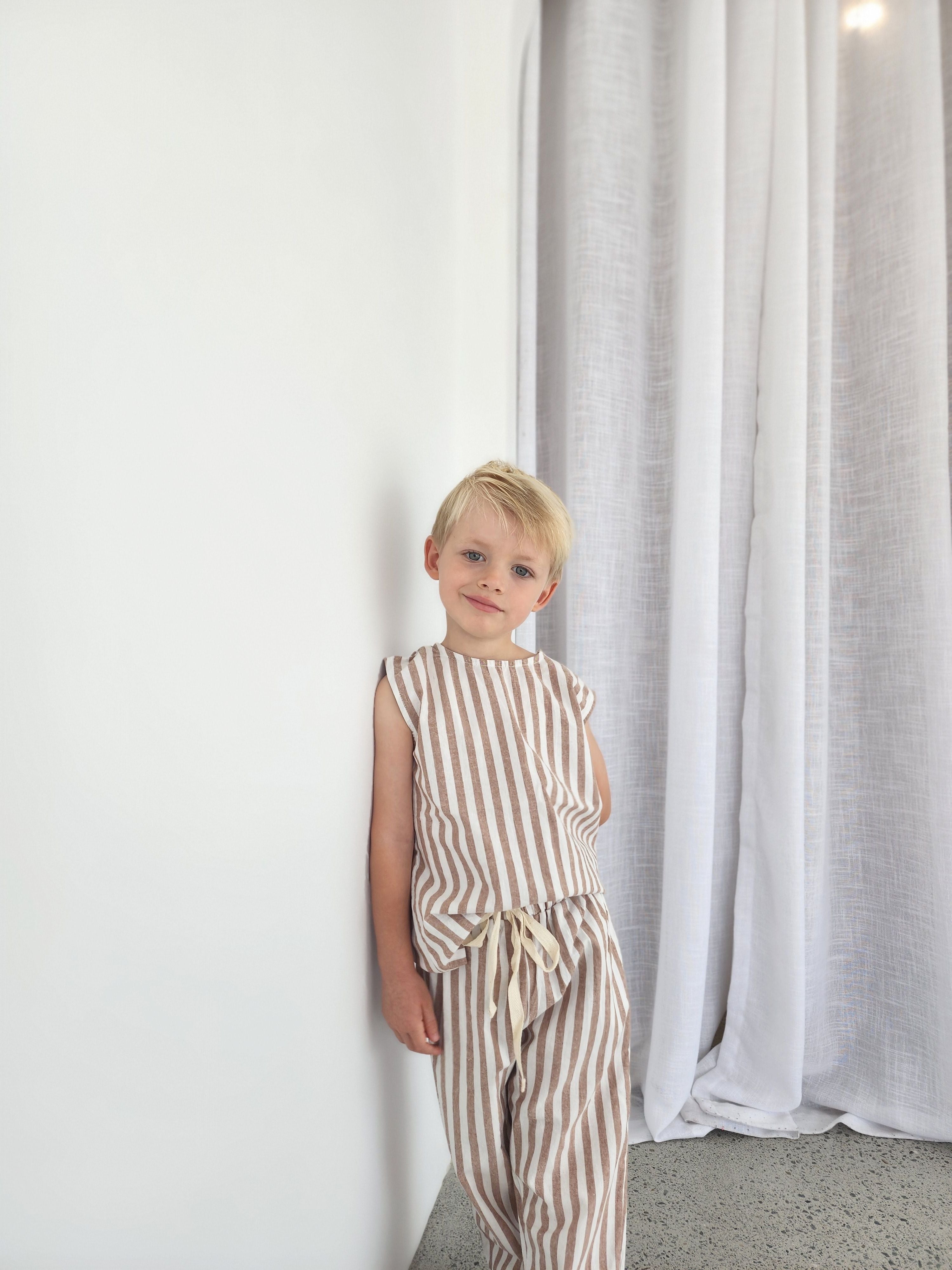 Linen Pant - Cocoa Stripe $50 down to $30