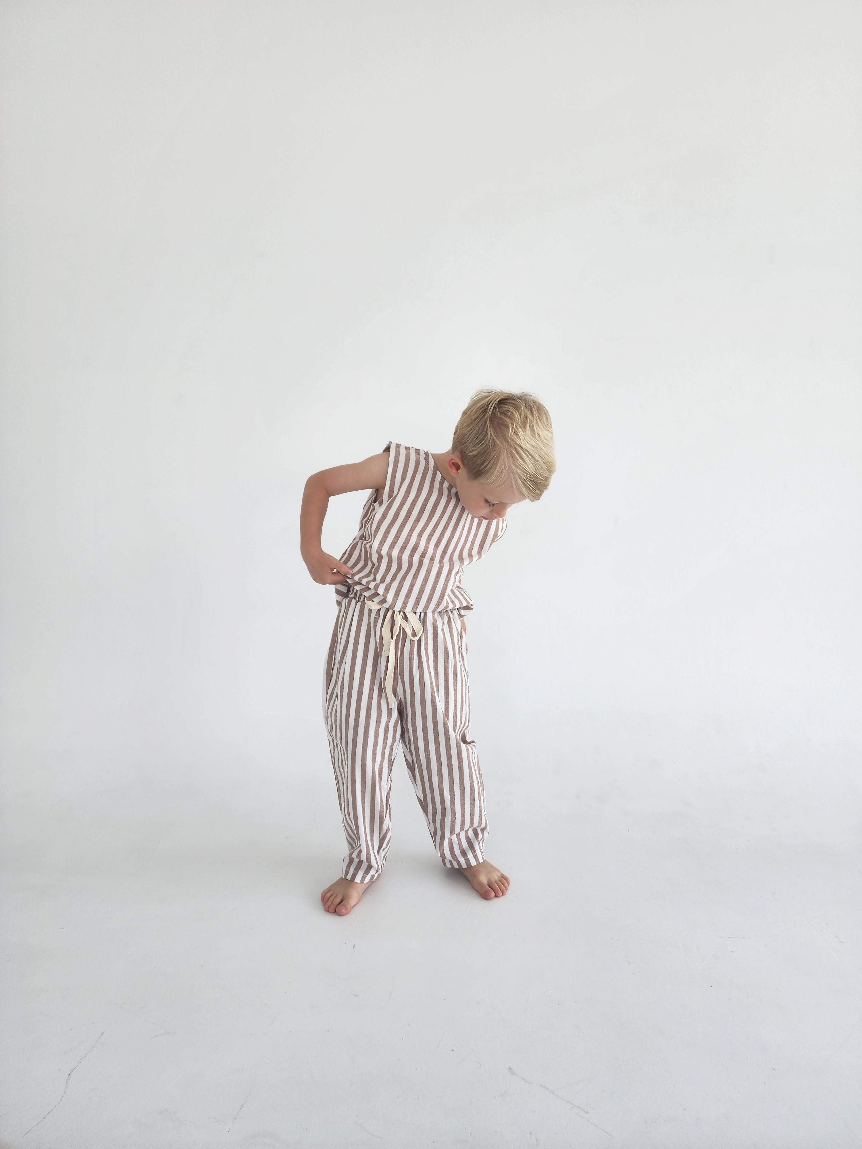 Linen Pant - Cocoa Stripe $50 down to $30