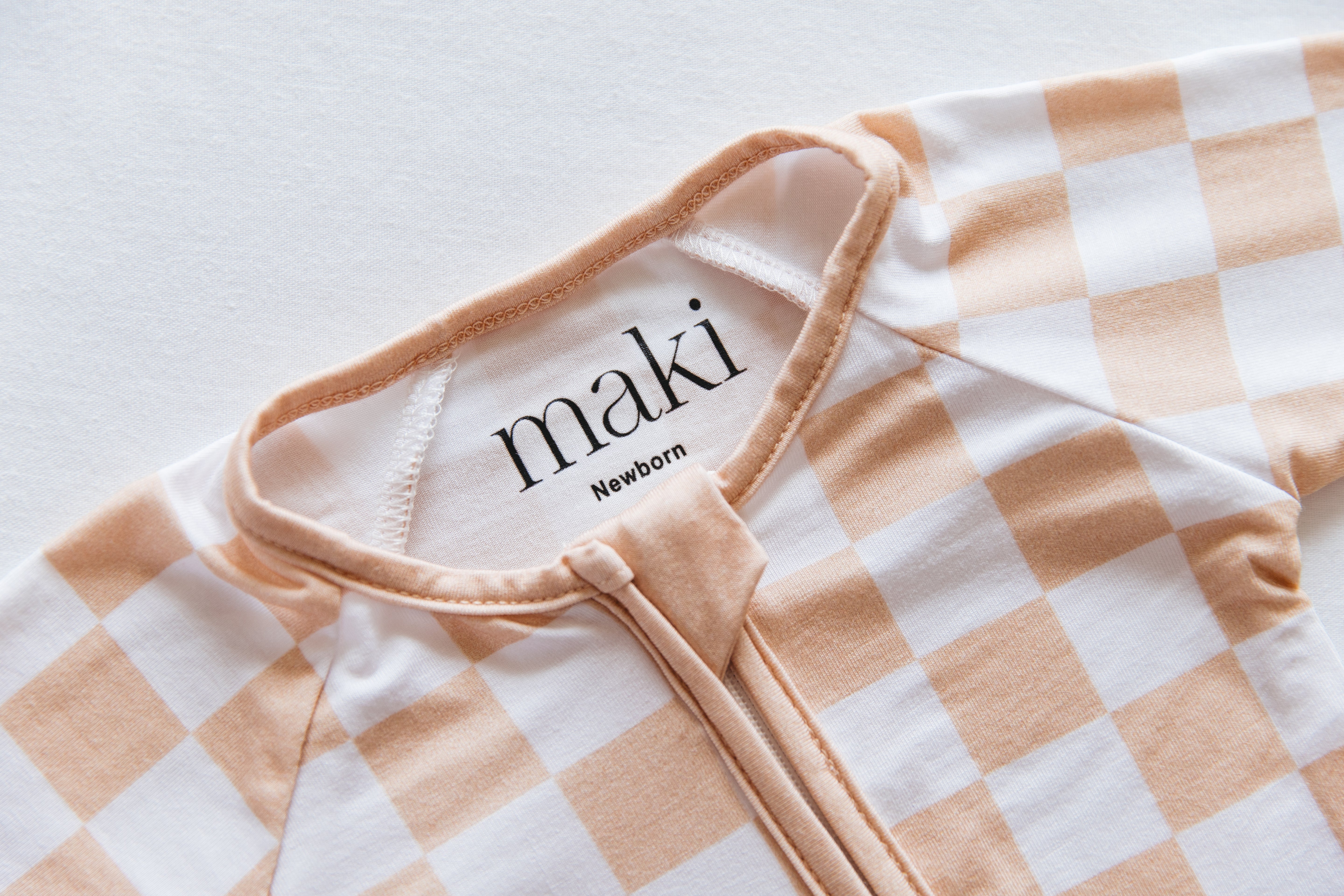 Bamboo Onesie - Beige Chequerboard