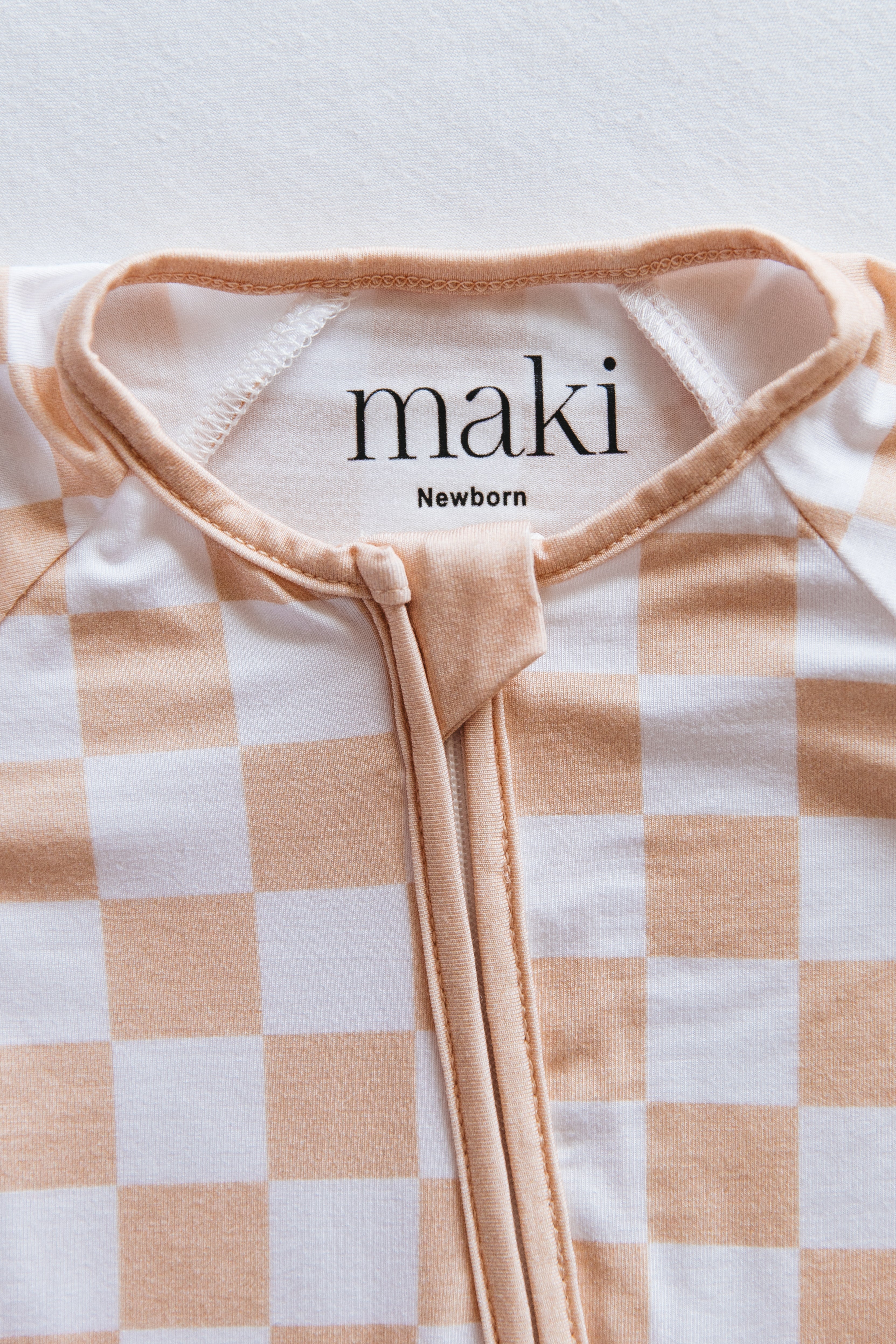Bamboo Onesie - Beige Chequerboard
