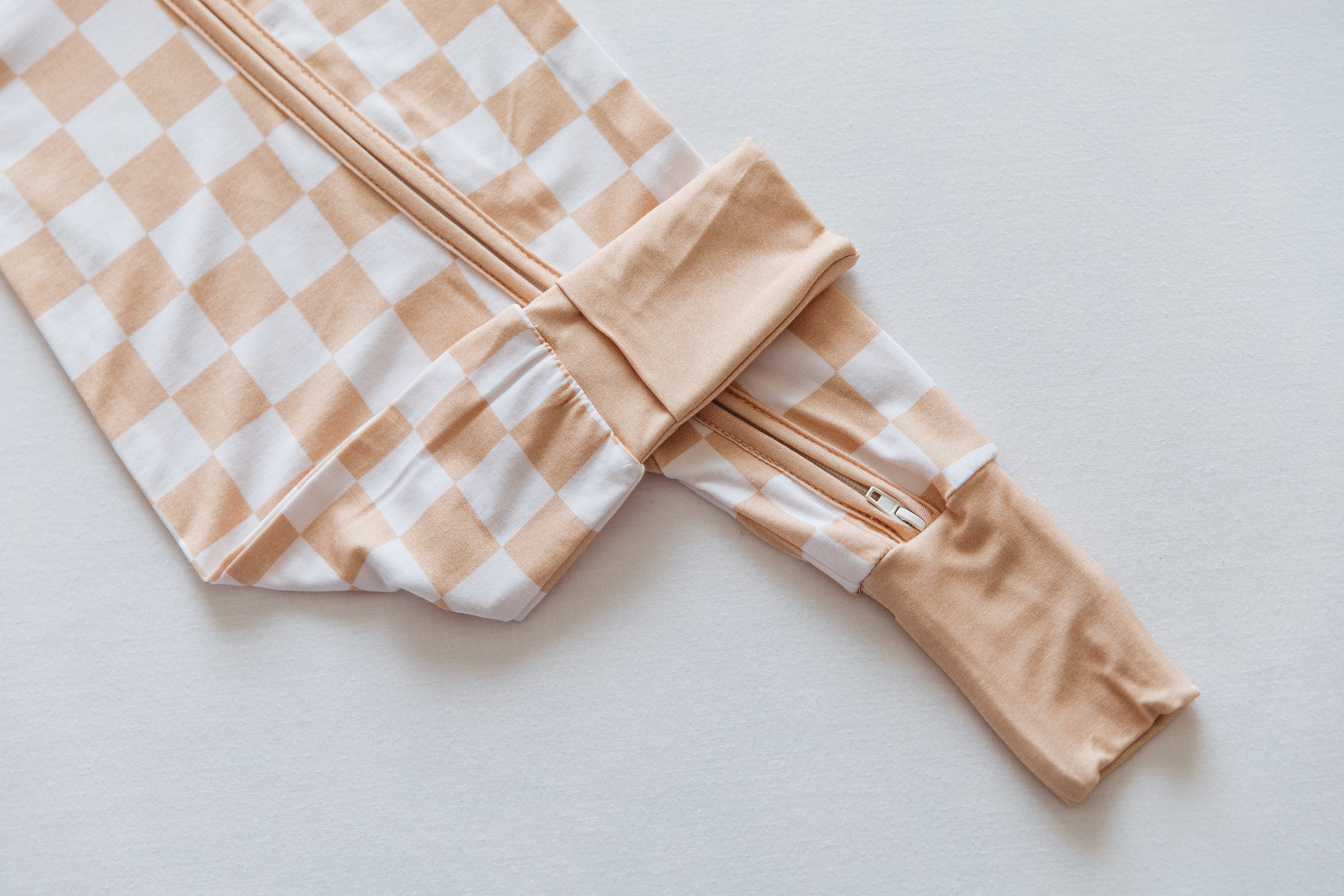 Bamboo Onesie - Beige Chequerboard