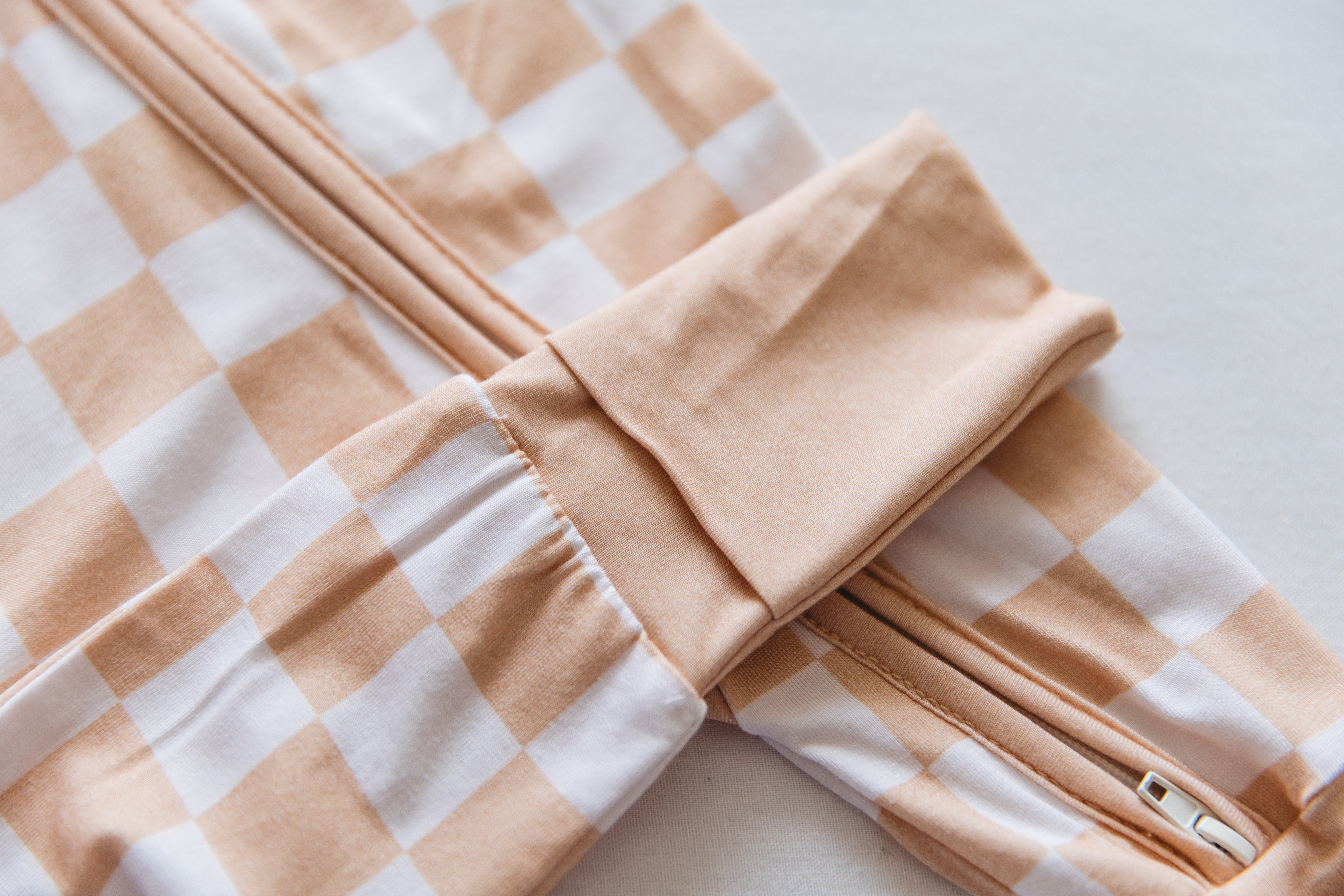 Bamboo Onesie - Beige Chequerboard