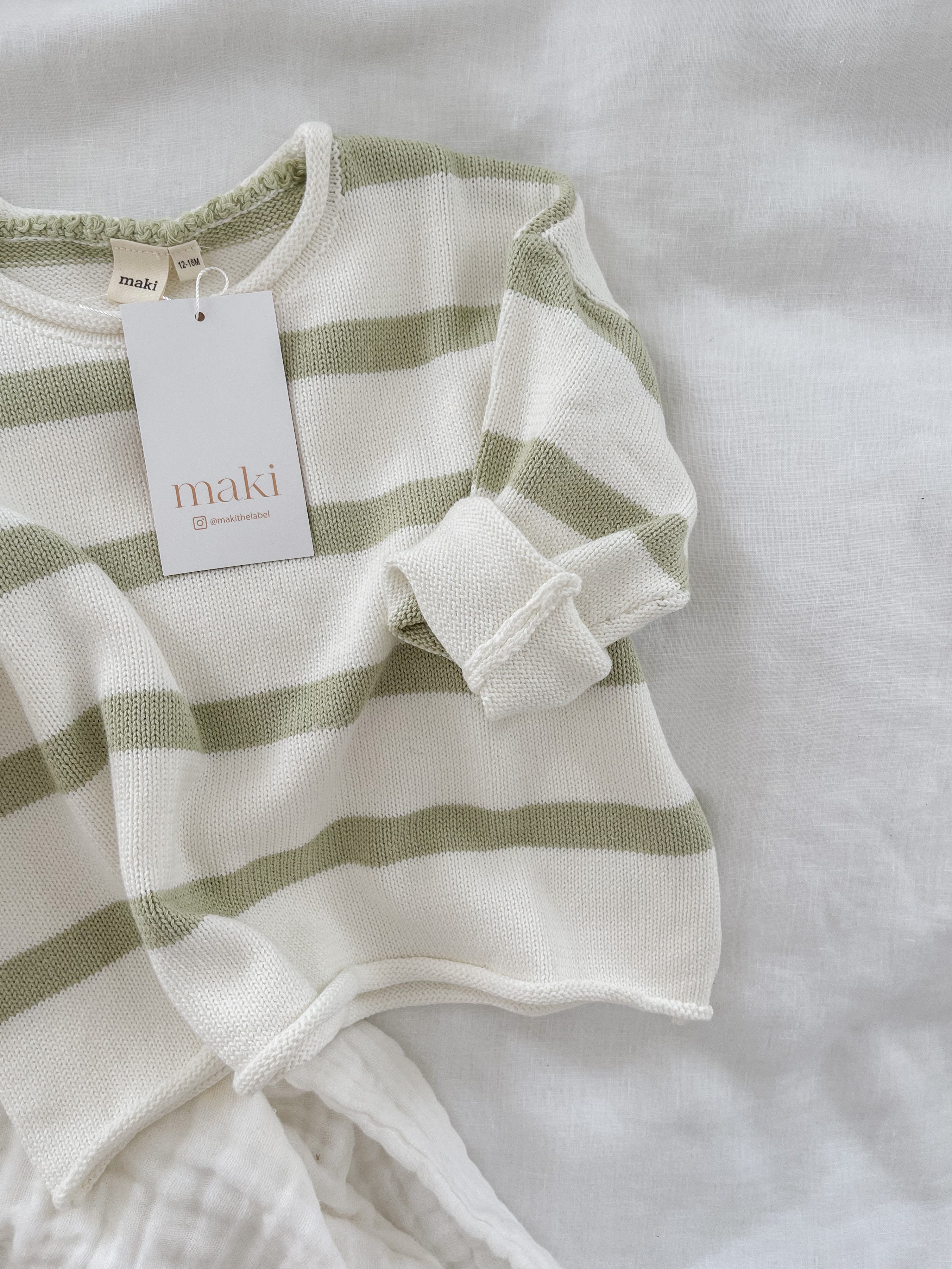 Knit Pullover - Pistachio Stripe $60 down to $40