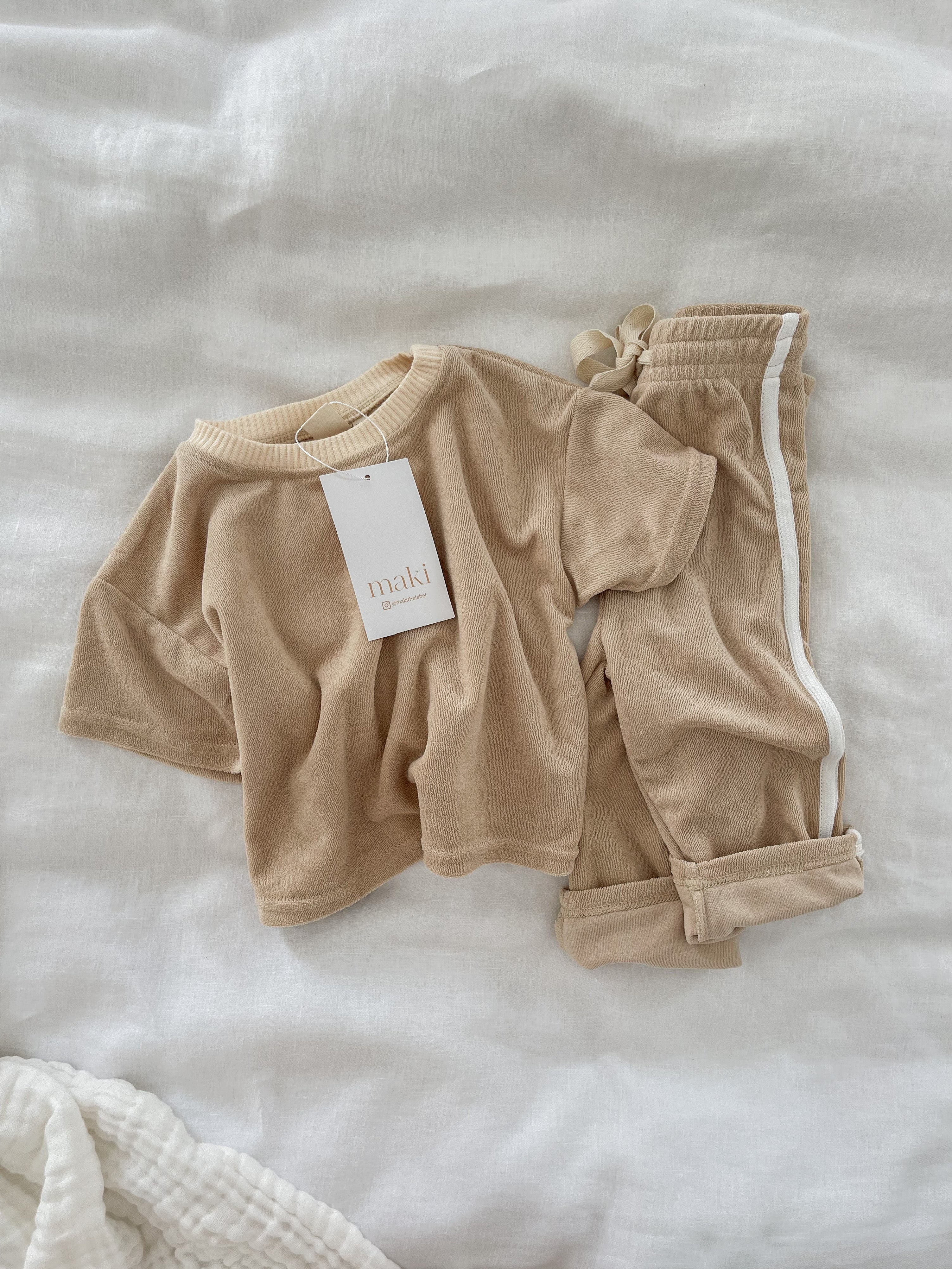 Terry Toweling Top - Oat $40 down to $20