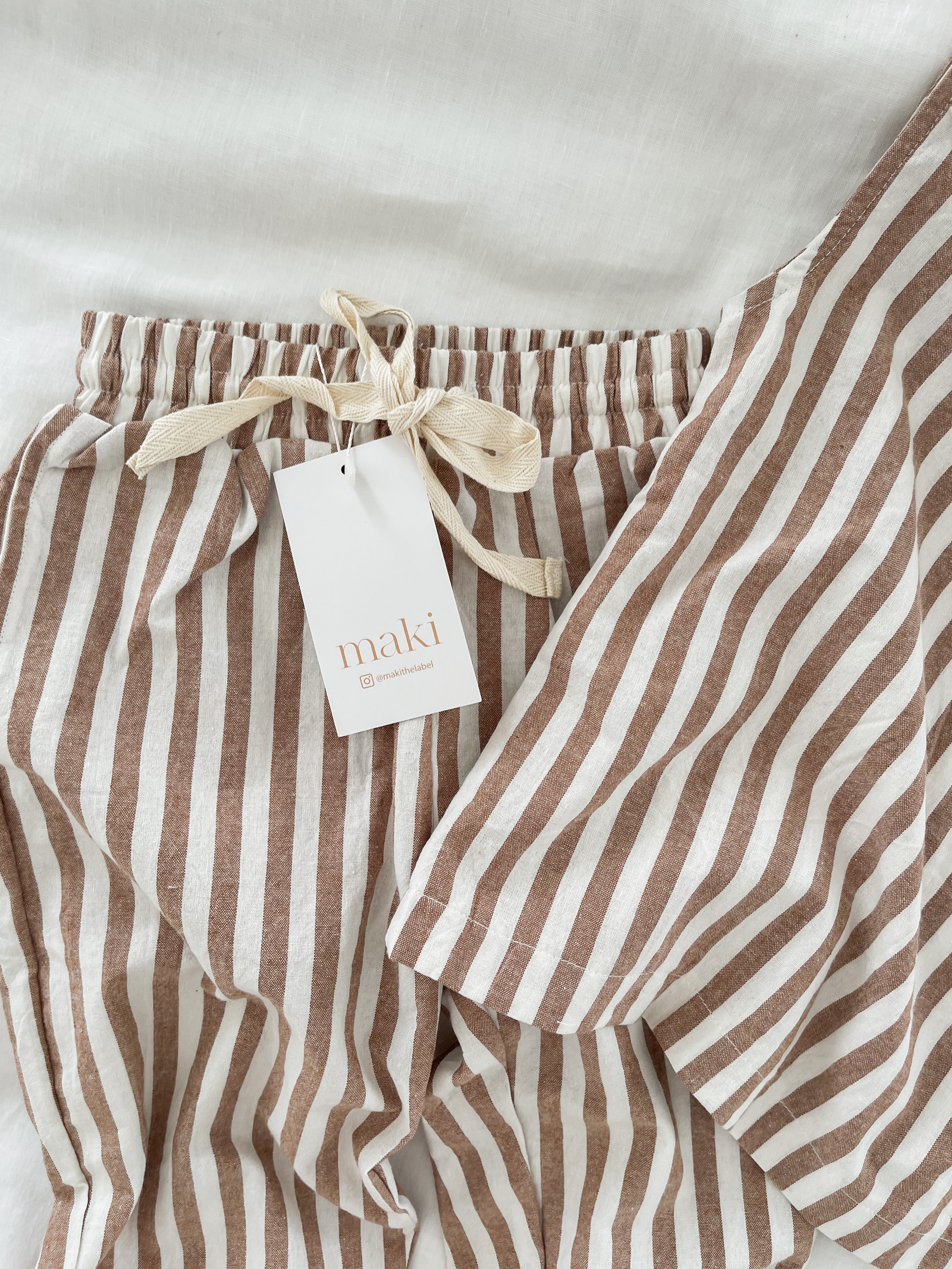 Linen Pant - Cocoa Stripe $50 down to $30