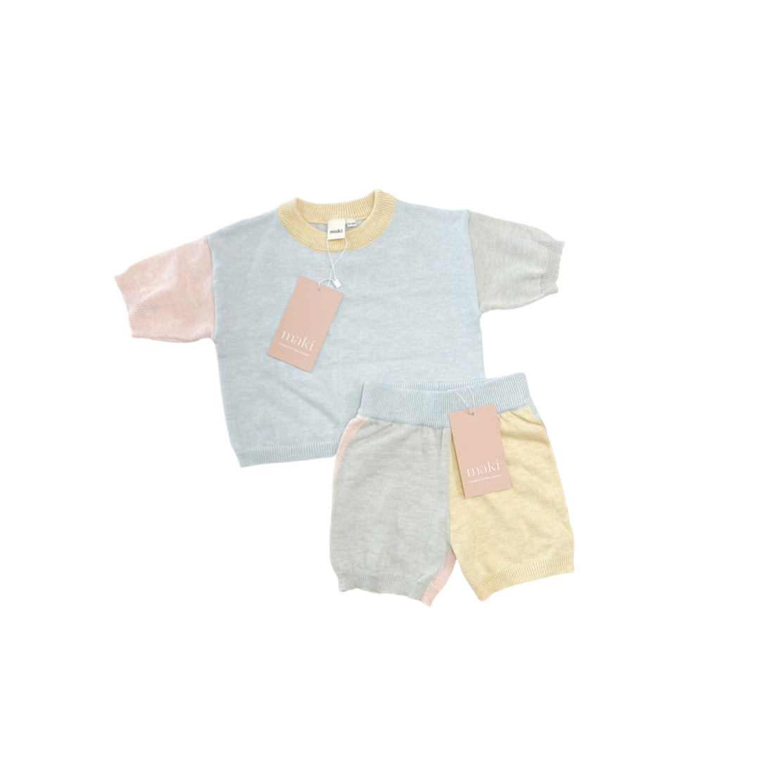 Knit Shorts - Pale Pastel Colourblock $40 down to $10